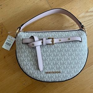 Michael Kors Emilia Half Moon Cross Body Purse. NEVER USED.